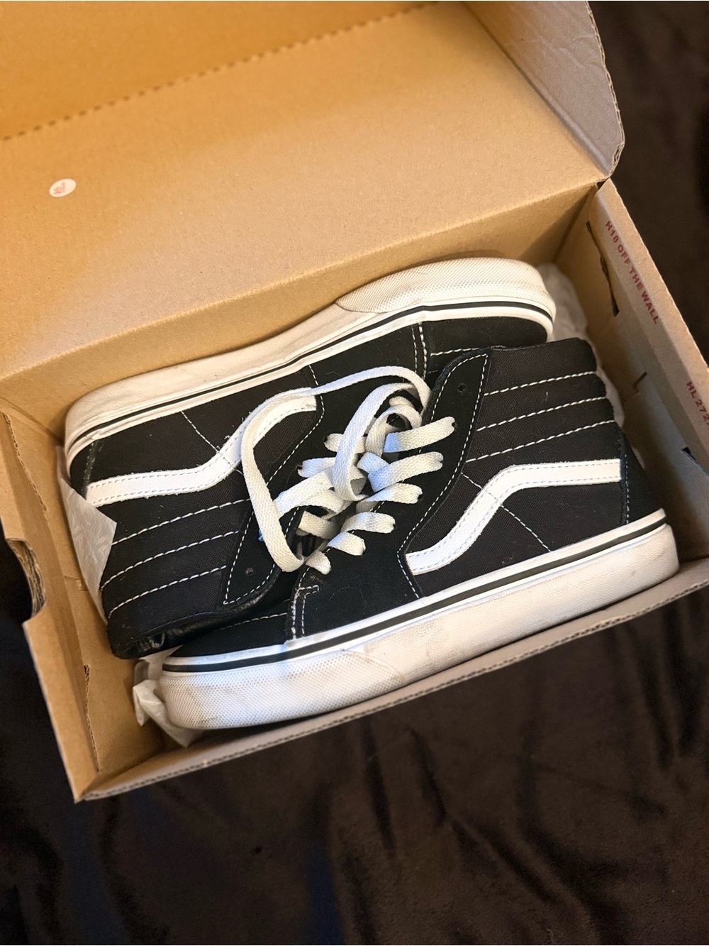 Vans Kids Black and White High-Top Skate Sneakers